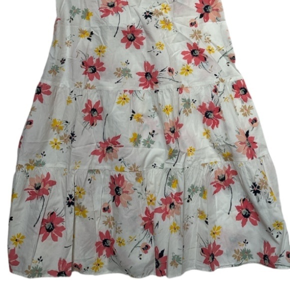 Gap Tiered Midi Dress Floral Skirt Button Front Back Zipper Sleeveless NWT - Picture 6 of 11